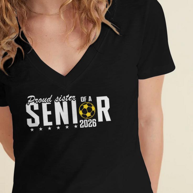 Proud Sister Of a 2026 Soccer Senior Graduation Women's Jersey Short Sleeve Deep V-Neck Tshirt