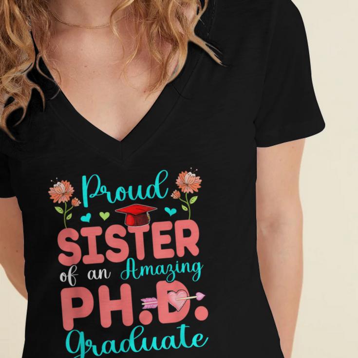 Proud Sister Of An Amazing PhD Graduate Family Graduation Women's Jersey Short Sleeve Deep V-Neck Tshirt