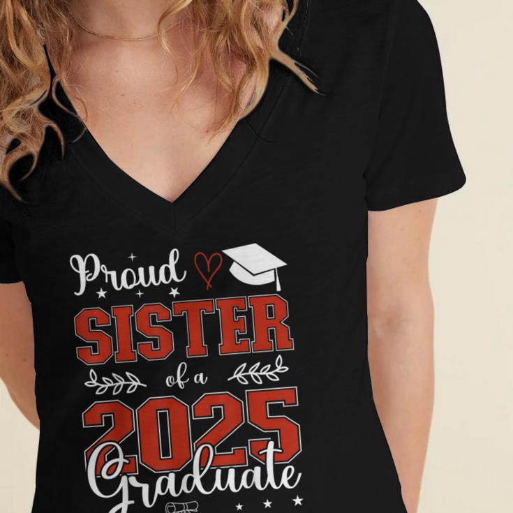 Proud Sister Of a Class Of 2025 Graduate For Graduation Women's Jersey Short Sleeve Deep V-Neck Tshirt