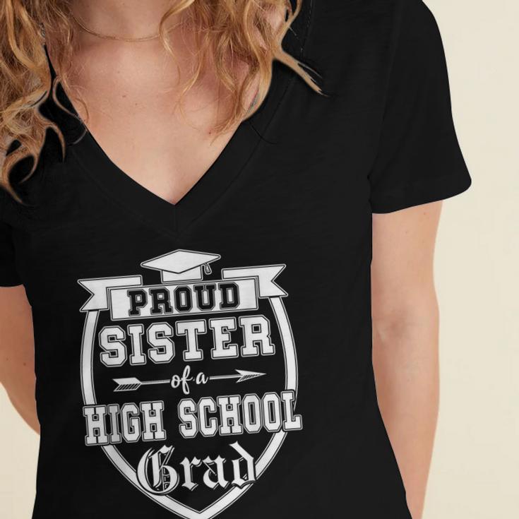 Proud Sister Of a High School Grad Senior Graduation Shirt Women's Jersey Short Sleeve Deep V-Neck Tshirt