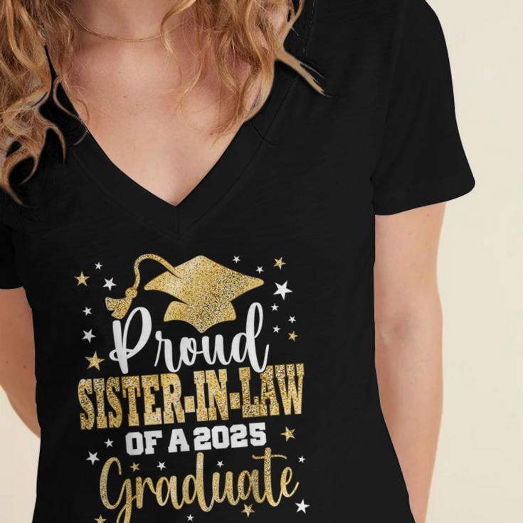 Proud Sister-In-Law Of Class 2025 Graduate Senior Graduation Women's Jersey Short Sleeve Deep V-Neck Tshirt