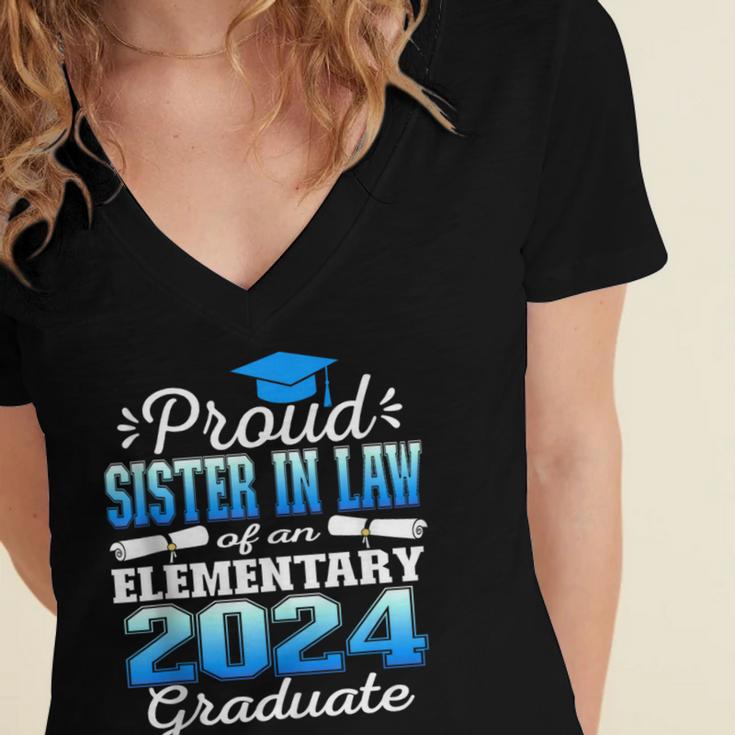 Proud Sister In Law Of 5th Grade Graduate 2024 Graduation Women's Jersey Short Sleeve Deep V-Neck Tshirt