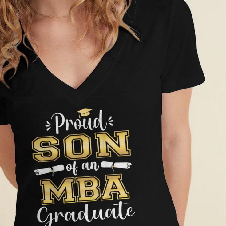 Proud Son Of 2023 Class MBA Graduate Family Graduation Women's Jersey Short Sleeve Deep V-Neck Tshirt
