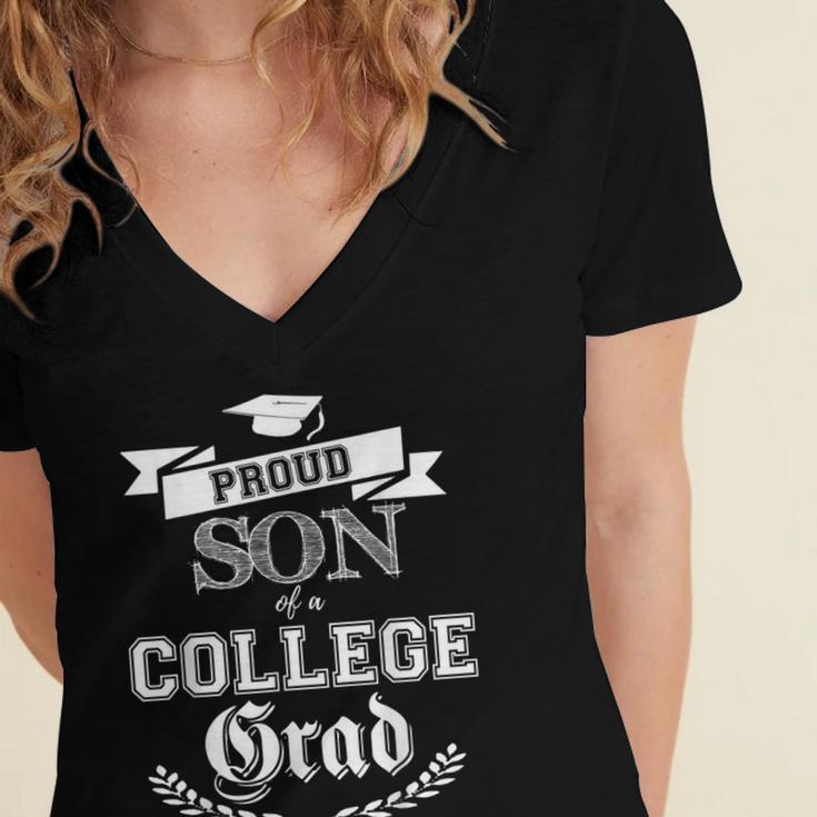 Proud Son Of a College Grad 2019 Family Graduation Shirt Women's Jersey Short Sleeve Deep V-Neck Tshirt