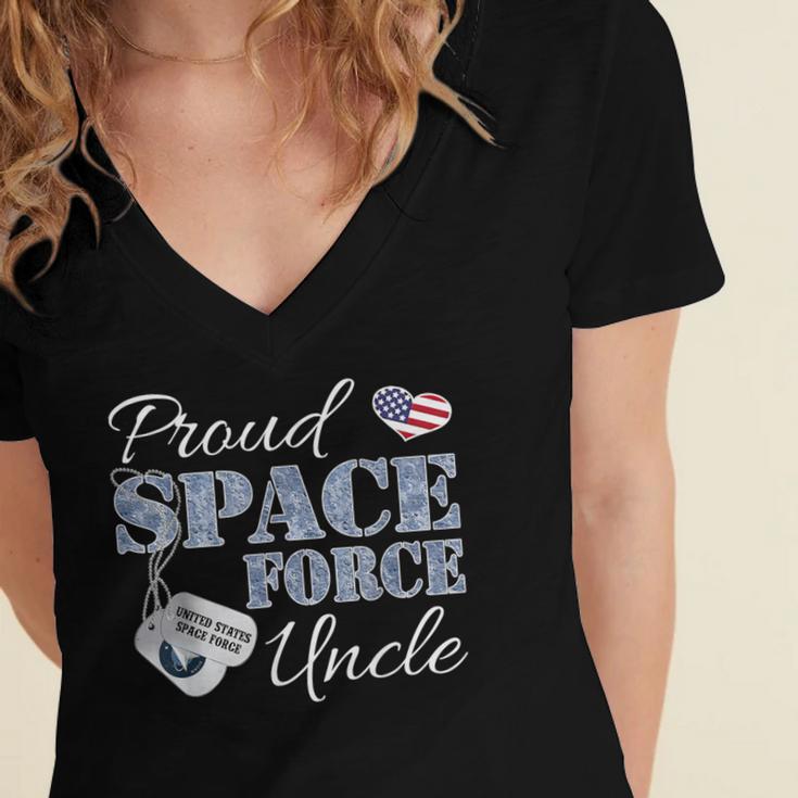 Proud Space Force Uncle Space Force Graduation Tee Women's Jersey Short Sleeve Deep V-Neck Tshirt