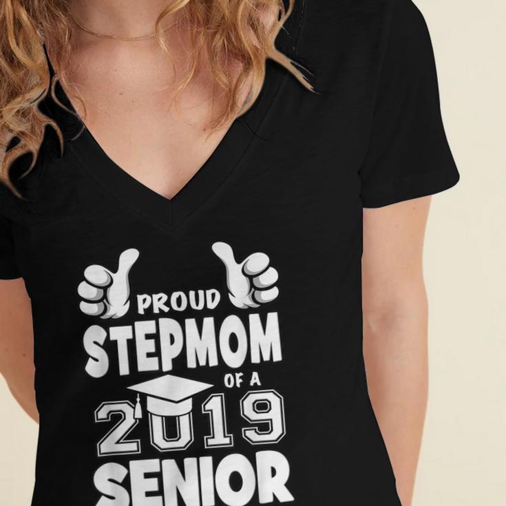Proud Stepmom Of A 2019 Senior School Graduation Shirt Women's Jersey Short Sleeve Deep V-Neck Tshirt