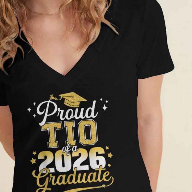 Proud TIO Of a Class Of 2026 Graduate Senior Graduation Women's Jersey Short Sleeve Deep V-Neck Tshirt