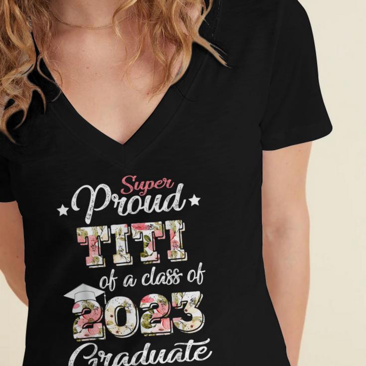 Proud Titi Of a 2023 Graduate Class Of 2023 Graduation Women's Jersey Short Sleeve Deep V-Neck Tshirt