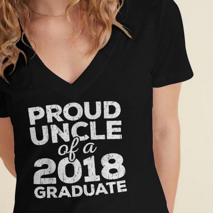 Proud Uncle Of A 2018 Graduate Graduation Women's Jersey Short Sleeve Deep V-Neck Tshirt