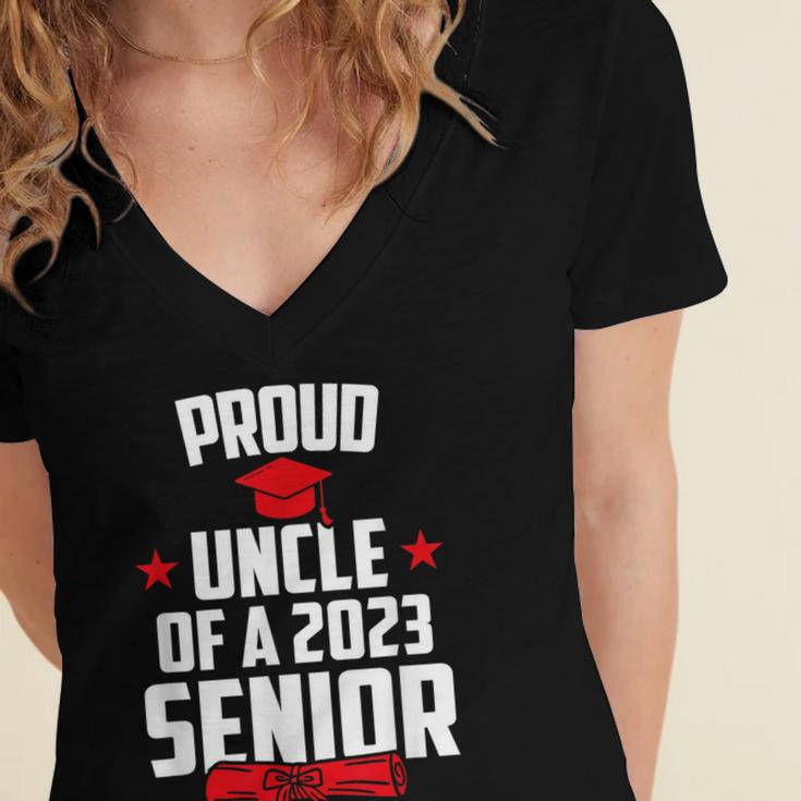 Proud Uncle Of A 2023 Senior Class Of 2023 Graduation Women's Jersey Short Sleeve Deep V-Neck Tshirt