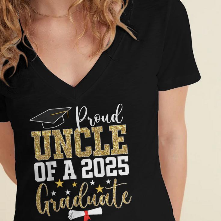Proud Uncle Of A 2025 Graduate Uncle Graduation 2025 Women's Jersey Short Sleeve Deep V-Neck Tshirt