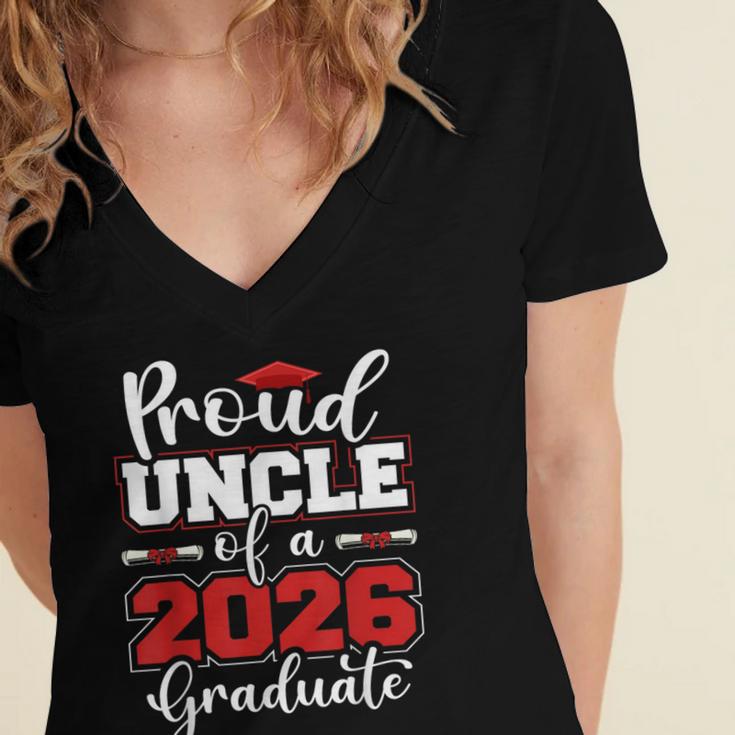 Proud Uncle Of A 2026 Graduate Senior Family Graduation Women's Jersey Short Sleeve Deep V-Neck Tshirt