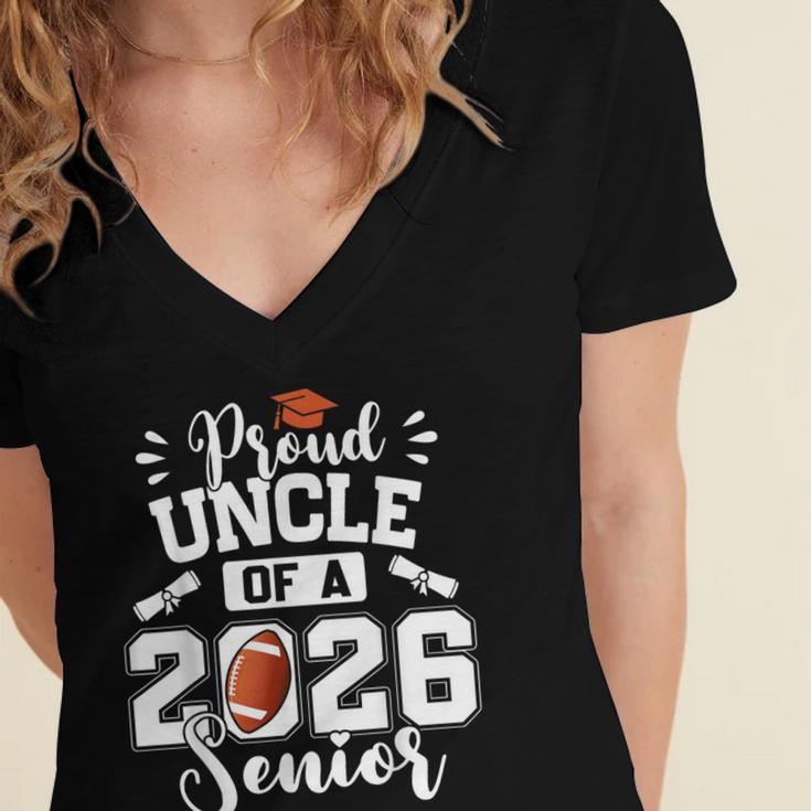 Proud Uncle Of A 2026 Senior Football Graduation Women's Jersey Short Sleeve Deep V-Neck Tshirt