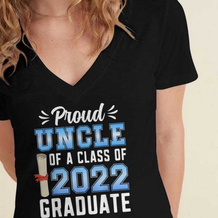 Proud Uncle Of A Class Of 2022 Graduate 22 Senior Graduation Women's Jersey Short Sleeve Deep V-Neck Tshirt