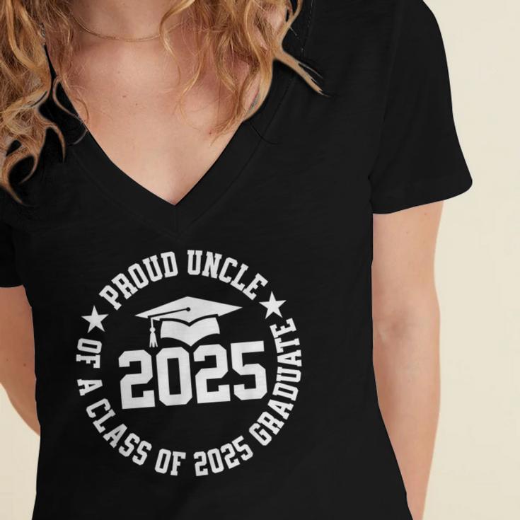Proud Uncle Of a Class Of 2025 Graduate Graduation 2025 Women's Jersey Short Sleeve Deep V-Neck Tshirt