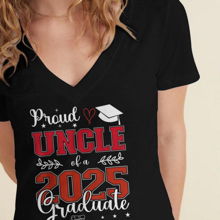 Proud Uncle Of a Class Of 2025 Graduate For Graduation Women's Jersey Short Sleeve Deep V-Neck Tshirt