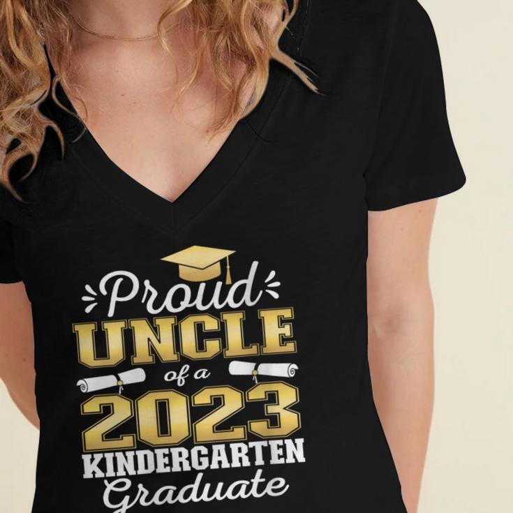 Proud Uncle Of Kindergarten Graduate 2023 Graduation Uncle Women's Jersey Short Sleeve Deep V-Neck Tshirt