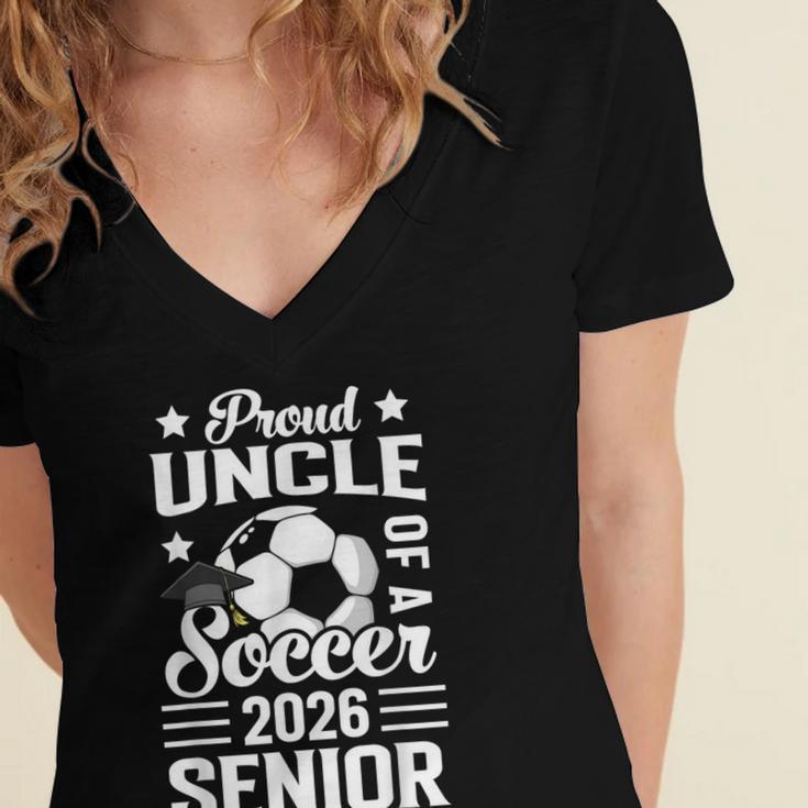 Proud Uncle Of a Soccer Senior 2026 Graduation Women's Jersey Short Sleeve Deep V-Neck Tshirt