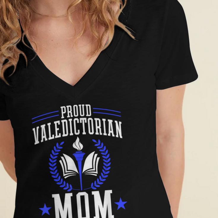 Proud Valedictorian Mom Graduation Grad Mom Class Of 2025 Women's Jersey Short Sleeve Deep V-Neck Tshirt