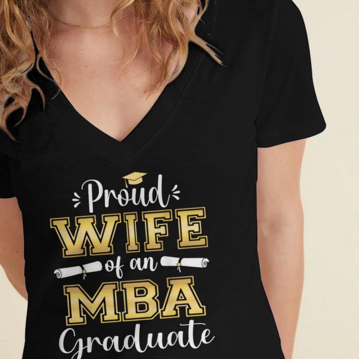 Proud Wife Of 2023 Class MBA Graduate Family Graduation Women's Jersey Short Sleeve Deep V-Neck Tshirt