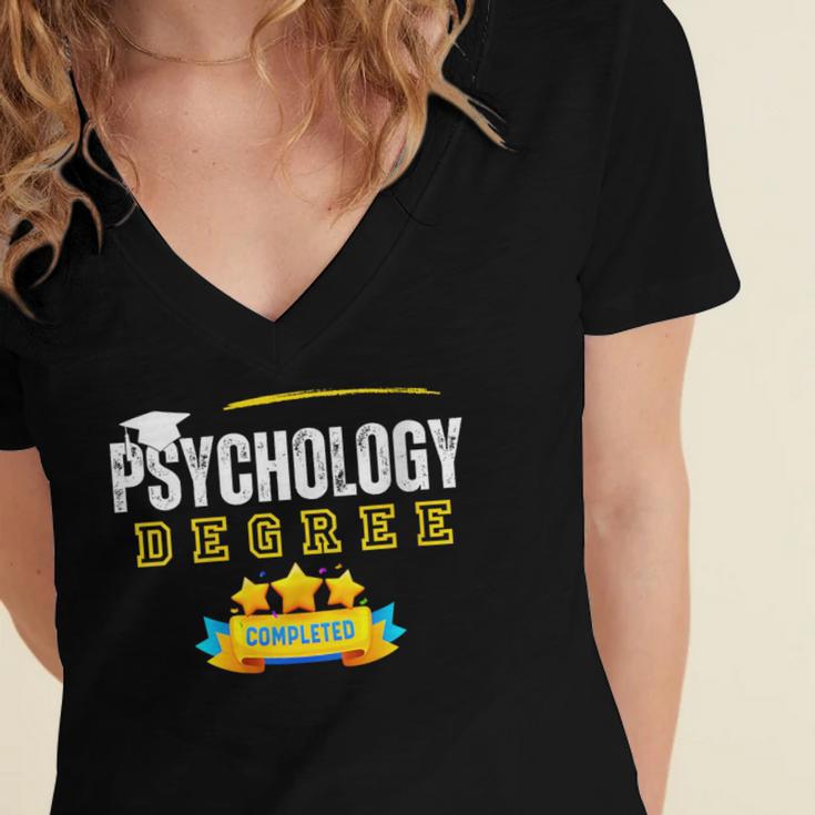Psychology Degree Graduation Senior Celebration Grad Party Women's Jersey Short Sleeve Deep V-Neck Tshirt