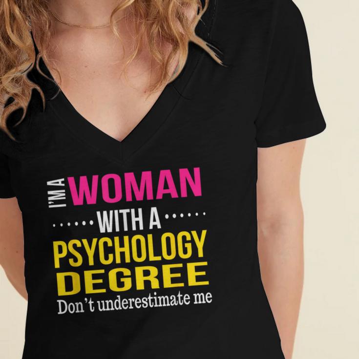 Psychology Degree Major Graduation 2024 Psychologist PsyD Women's Jersey Short Sleeve Deep V-Neck Tshirt