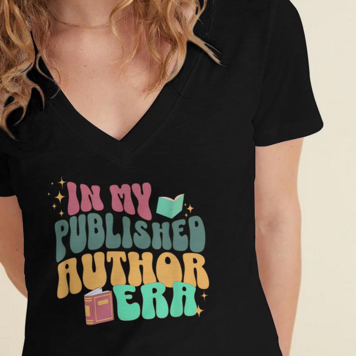 In My Published Author Era Cute Book Lover Writer Retro Tee Women's Jersey Short Sleeve Deep V-Neck Tshirt