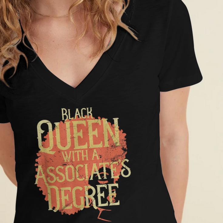 Queen Associate Degree Afrocentric GraduationShirt Women's Jersey Short Sleeve Deep V-Neck Tshirt