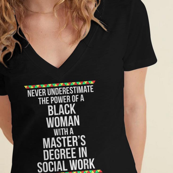 Queen MSW Social Work Masters Graduation Women's Jersey Short Sleeve Deep V-Neck Tshirt