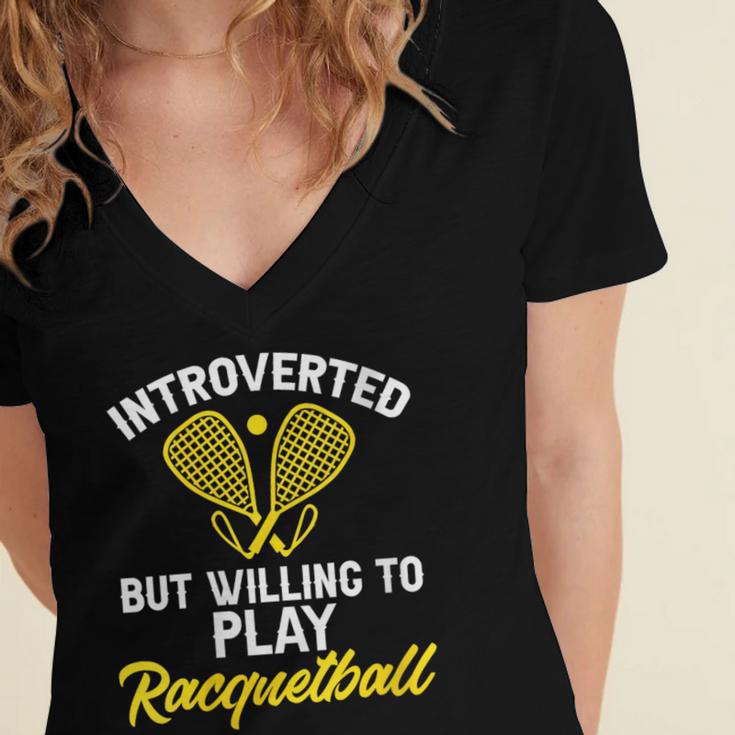 Racquetball Player Introvert Racquetball Women's Jersey Short Sleeve Deep V-Neck Tshirt Racquetball Player Introvert Racquetball Women's Jersey Short Sleeve Deep V-Neck Tshirt