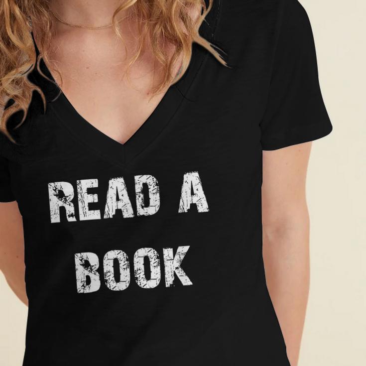 Read A Book Expand Your Mind Women's Jersey Short Sleeve Deep V-Neck Tshirt
