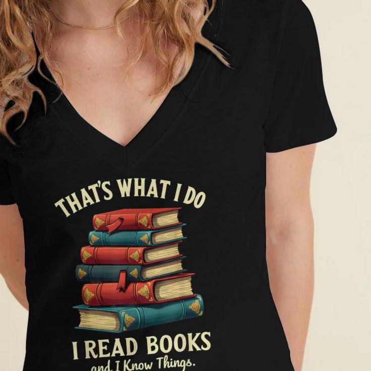I Read Books Bookworm Halloween Women's Jersey Short Sleeve Deep V-Neck Tshirt