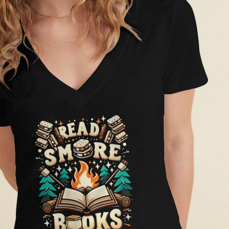 Read More Books Camping Outdoors Travel Campfire Smores Women's Jersey Short Sleeve Deep V-Neck Tshirt Read More Books Camping Outdoors Travel Campfire Smores Women's Jersey Short Sleeve Deep V-Neck Tshirt