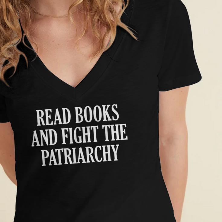 Read Books And Fight The Patriarchy Women's Jersey Short Sleeve Deep V-Neck Tshirt