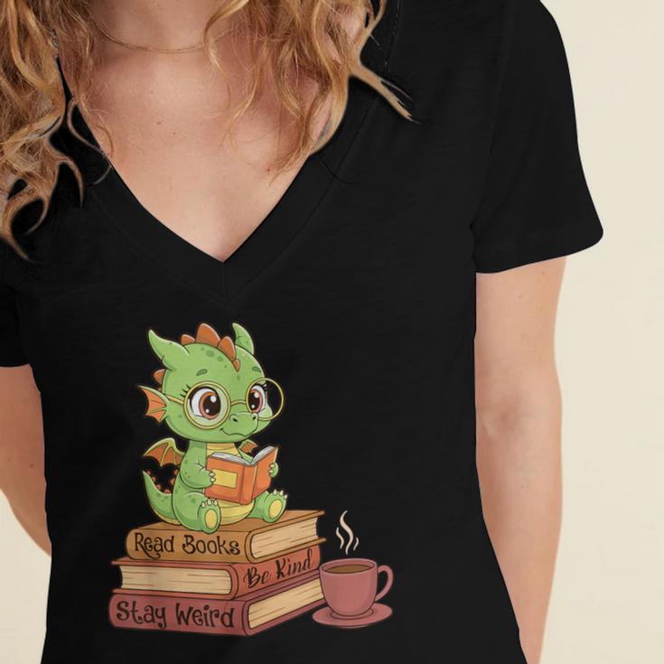 Read Books Be Kind Stay Weird Reading Bookworm Reader Women's Jersey Short Sleeve Deep V-Neck Tshirt Read Books Be Kind Stay Weird Reading Bookworm Reader Women's Jersey Short Sleeve Deep V-Neck Tshirt