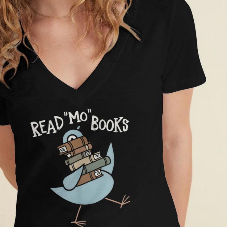 Read More Books Pigeon Book Lover Women's Jersey Short Sleeve Deep V-Neck Tshirt