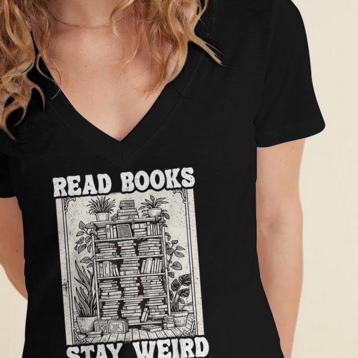 Read Books Stay Weird Introvert Book Lover Book Women's Jersey Short Sleeve Deep V-Neck Tshirt Read Books Stay Weird Introvert Book Lover Book Women's Jersey Short Sleeve Deep V-Neck Tshirt