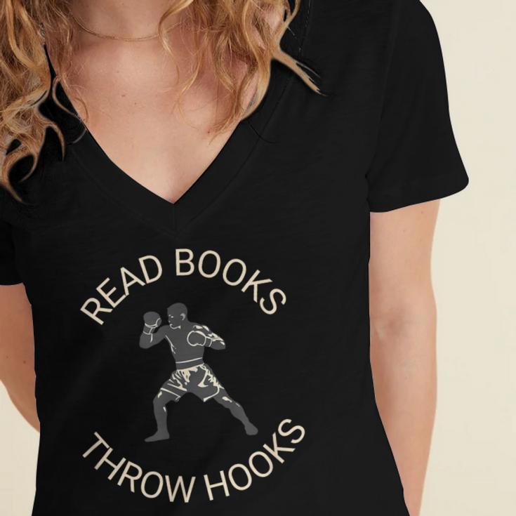 Read Books Throw Hooks Boxing Literacy Shirt Women's Jersey Short Sleeve Deep V-Neck Tshirt Read Books Throw Hooks Boxing Literacy Shirt Women's Jersey Short Sleeve Deep V-Neck Tshirt