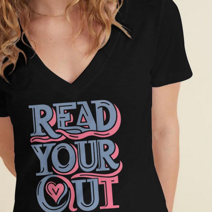 Read Your Heart Out Cute Teacher Reading Book Love Bookworm Women's Jersey Short Sleeve Deep V-Neck Tshirt Read Your Heart Out Cute Teacher Reading Book Love Bookworm Women's Jersey Short Sleeve Deep V-Neck Tshirt