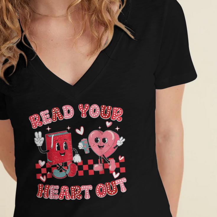 Read Your Heart Out Valentine Teacher Book Lover Women's Jersey Short Sleeve Deep V-Neck Tshirt Read Your Heart Out Valentine Teacher Book Lover Women's Jersey Short Sleeve Deep V-Neck Tshirt