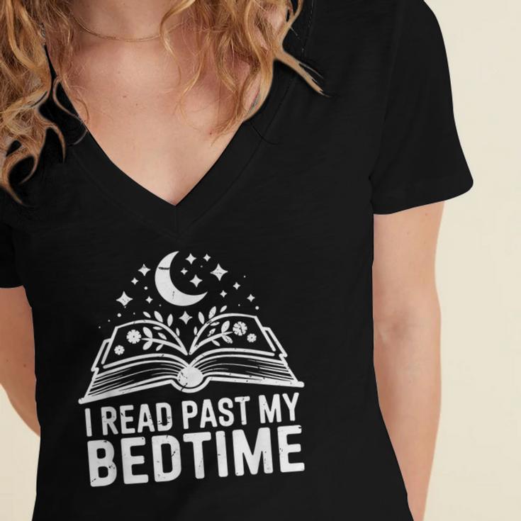I Read Past My Bedtime Book Lover For Women Men Kids Women's Jersey Short Sleeve Deep V-Neck Tshirt