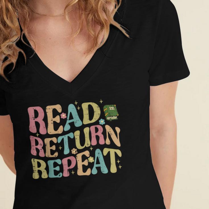 Read Return Repeat Read Reading Book Librarian Men Women Women's Jersey Short Sleeve Deep V-Neck Tshirt Read Return Repeat Read Reading Book Librarian Men Women Women's Jersey Short Sleeve Deep V-Neck Tshirt