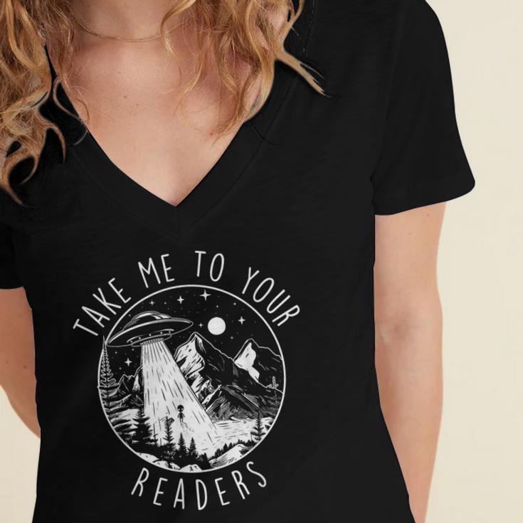 Take Me To Your Readers Book Lover Reading Bookworm Women's Jersey Short Sleeve Deep V-Neck Tshirt Take Me To Your Readers Book Lover Reading Bookworm Women's Jersey Short Sleeve Deep V-Neck Tshirt