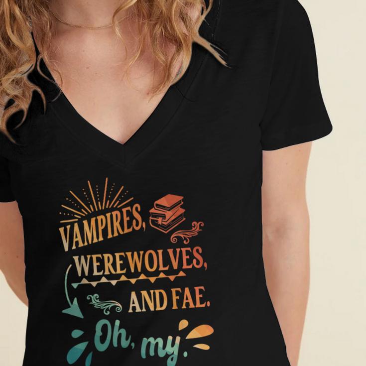 Readers Books Lovers BFF Books Club Paranormal Romance Reading Book Vampires Werewolves & Fae -Adults Short Sleeve Women's Jersey Short Sleeve Deep V-Neck Tshirt Readers Books Lovers BFF Books Club Paranormal Romance Reading Book Vampires Werewolves & Fae -Adults Short Sleeve Women's Jersey Short Sleeve Deep V-Neck Tshirt