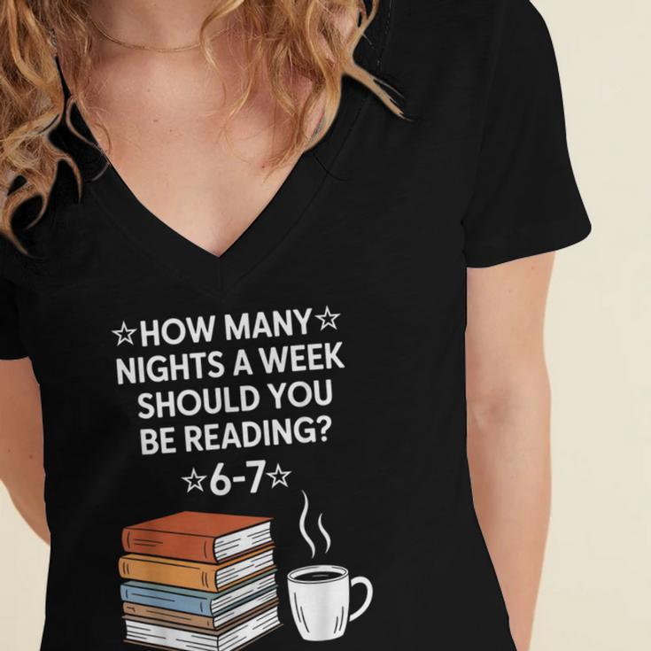 Reading 6-7 Six Seven Meme English Teacher Book Lover Women's Jersey Short Sleeve Deep V-Neck Tshirt Reading 6-7 Six Seven Meme English Teacher Book Lover Women's Jersey Short Sleeve Deep V-Neck Tshirt