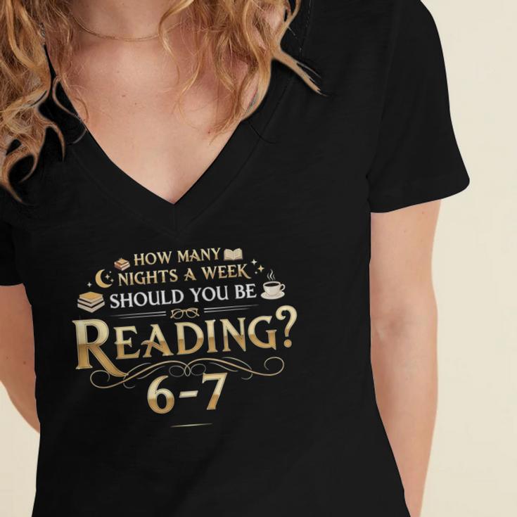 Reading 6–7 Teacher Librarian English Book Lover Quote Women's Jersey Short Sleeve Deep V-Neck Tshirt Reading 6–7 Teacher Librarian English Book Lover Quote Women's Jersey Short Sleeve Deep V-Neck Tshirt