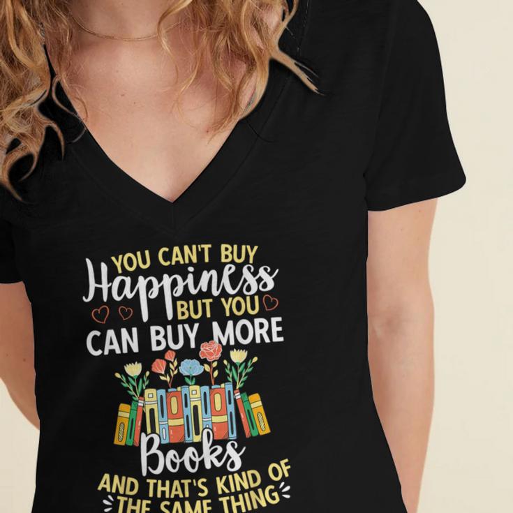 Reading You Can't Buy Happiness But You Can Buy More Books Women's Jersey Short Sleeve Deep V-Neck Tshirt