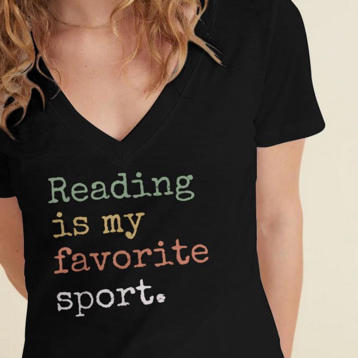 Reading Is My Favorite Sport Book Lovers Man Woman Women's Jersey Short Sleeve Deep V-Neck Tshirt Reading Is My Favorite Sport Book Lovers Man Woman Women's Jersey Short Sleeve Deep V-Neck Tshirt