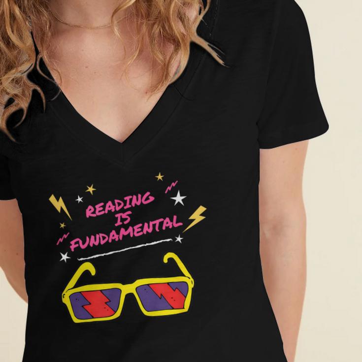 Reading Is Fundamental Shirt Drag Queen Book Lovers Women's Jersey Short Sleeve Deep V-Neck Tshirt