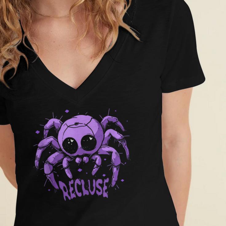 Recluse Pastel Goth Spider Shy Introvert Creepy Cute Kawaii Women's Jersey Short Sleeve Deep V-Neck Tshirt Recluse Pastel Goth Spider Shy Introvert Creepy Cute Kawaii Women's Jersey Short Sleeve Deep V-Neck Tshirt